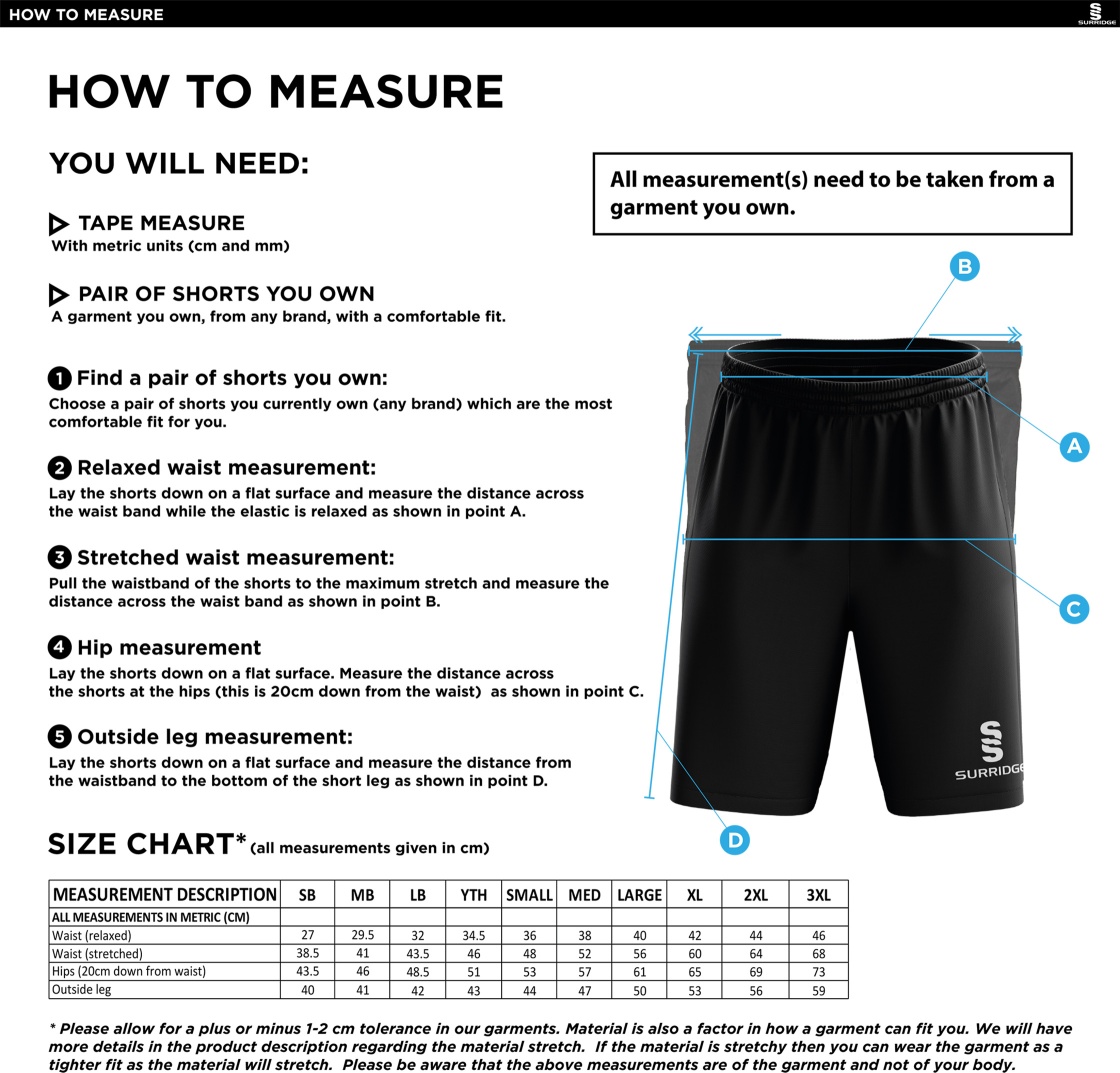 North Runcton CC - Blade Shorts - Size Guide